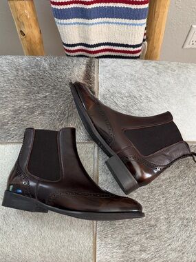 Anthropologie Brown Leather Chelsea Boots New w/o box